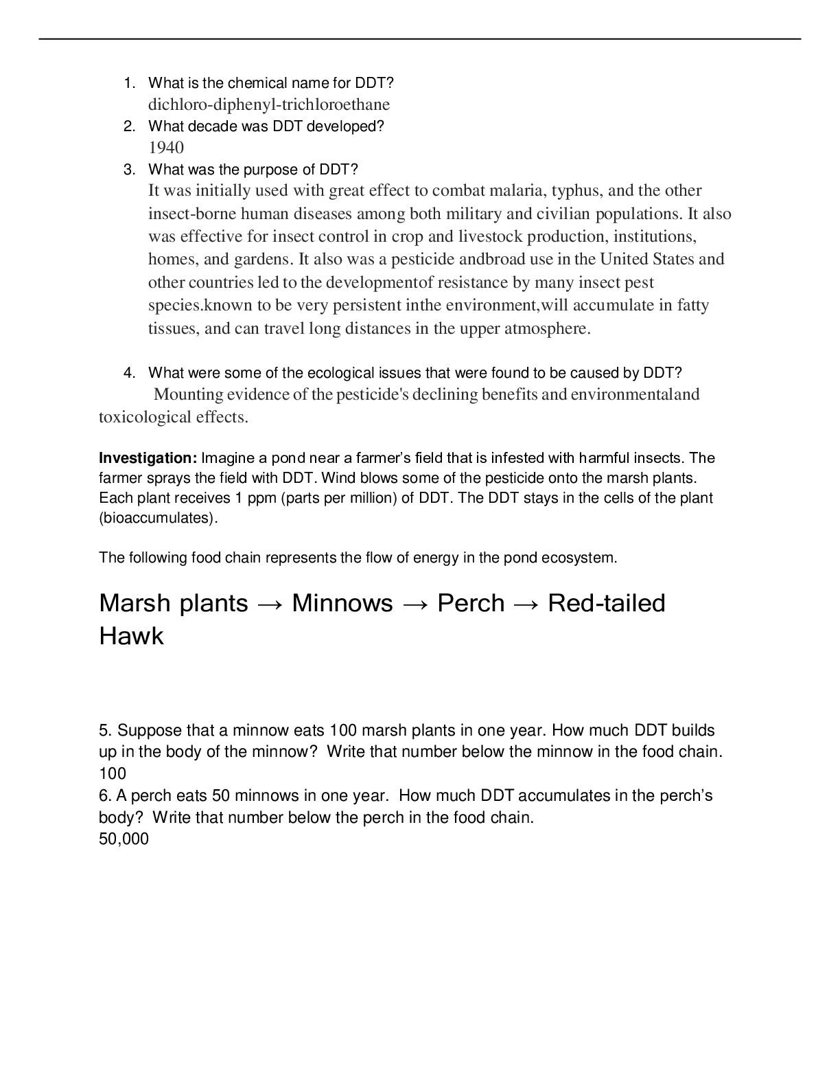 Preview image for Bioaccumulation &amp- Biomagnification Worksheet
